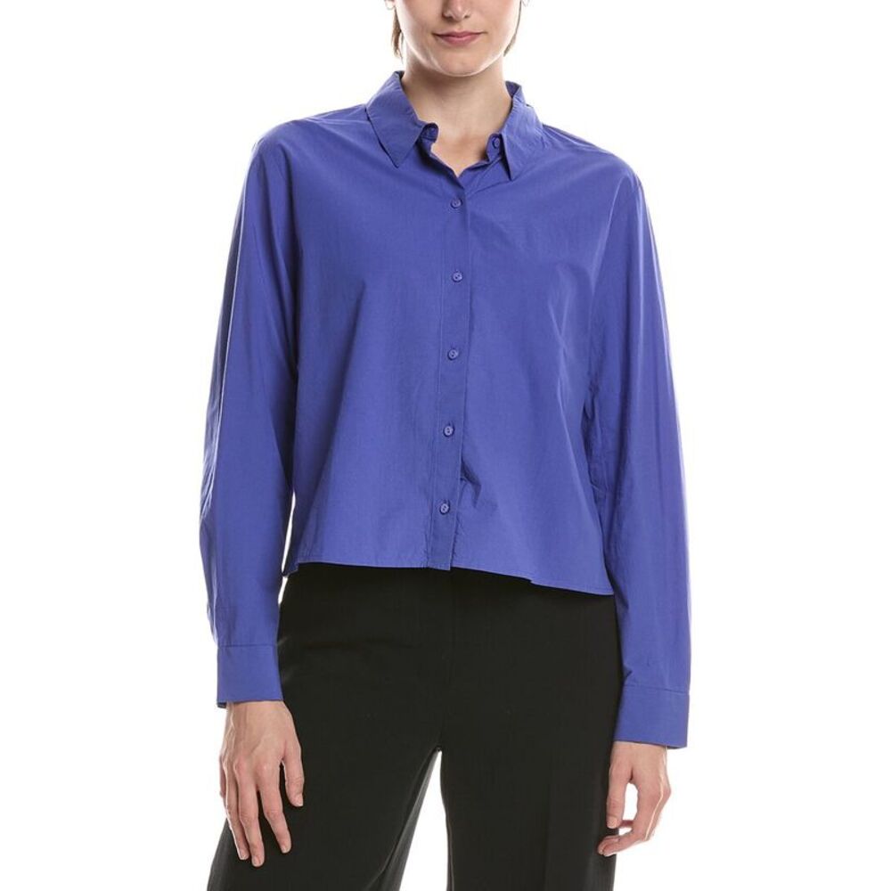 Eileen Fisher Womens  Classic Collar Shirt, Blue